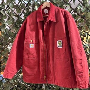 Rare vintage Carhartt chore coat Men's Brick Red Utility Jacket great condition